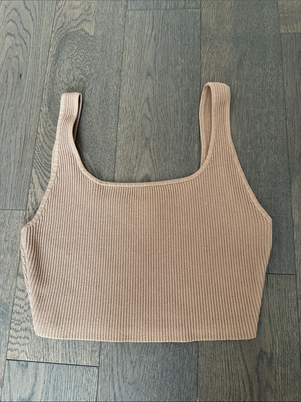 Babaton Ribbed Square-Neck Tank in Beige